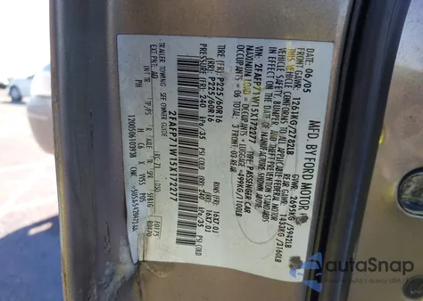 2005 Ford Crown Victoria Police z USA, uszkodzony, nr VIN 2FAFP71W15X172277